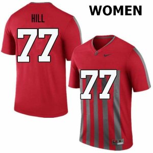 NCAA Ohio State Buckeyes Women's #77 Michael Hill Throwback Nike Football College Jersey IQI2545WM